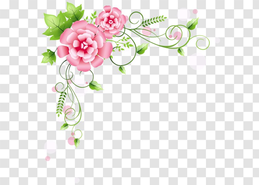 Flower Picture Frame Rose Clip Art - Pink Decorated With Flowers Transparent PNG