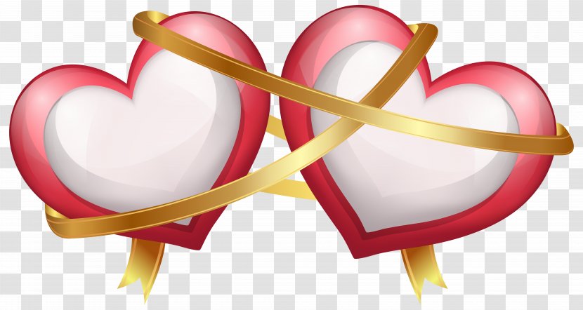 Wedding Invitation Valentine's Day Heart Clip Art - Silhouette - Two Hearts With Ribbon Transparent PNG Image Transparent PNG