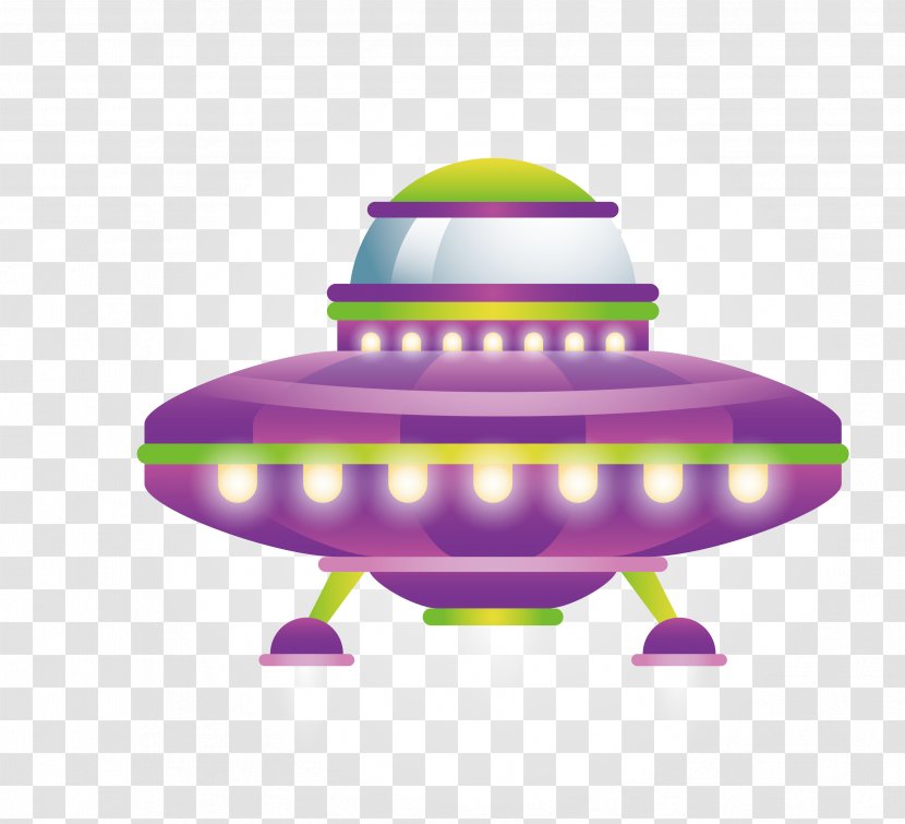 Unidentified Flying Object Extraterrestrial Life - Vector Cartoon Hand Painted Shiny Purple Science Fiction Spacecraft Transparent PNG