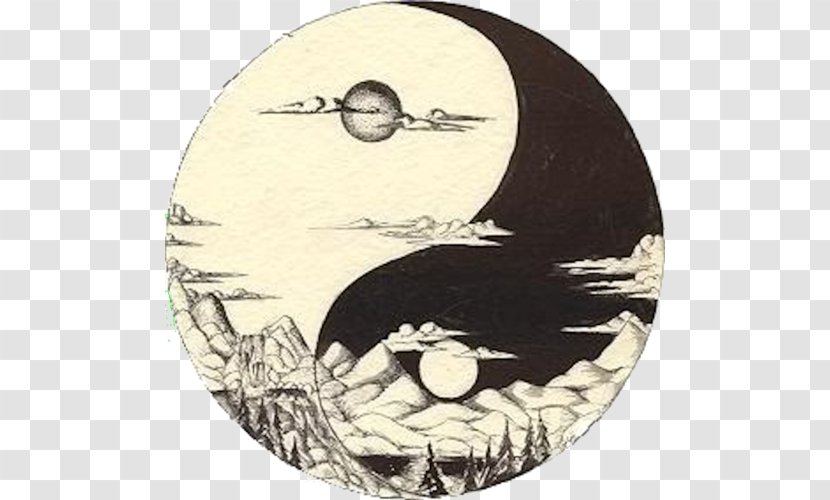 Yin And Yang Moon Drawing Light Tattoo - Taijitu - Zen Transparent PNG