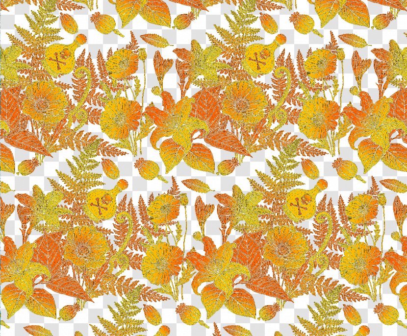 Yellow Leaf Gold Pattern - Flower - Background Patterns Transparent PNG