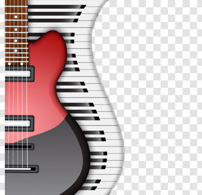 Musical Instrument Piano - Watercolor - Fashion Electric Guitar And Keyboard Transparent PNG