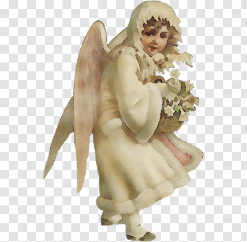 Angel Figurine Supernatural Creature Fictional Character Toy - Watercolor - Animal Figure Kneeling Transparent PNG