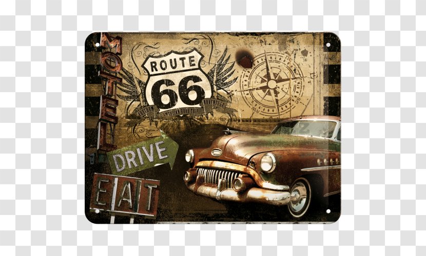 U.S. Route 66 Car Nostalgia Metal Retro Style - Motel Transparent PNG