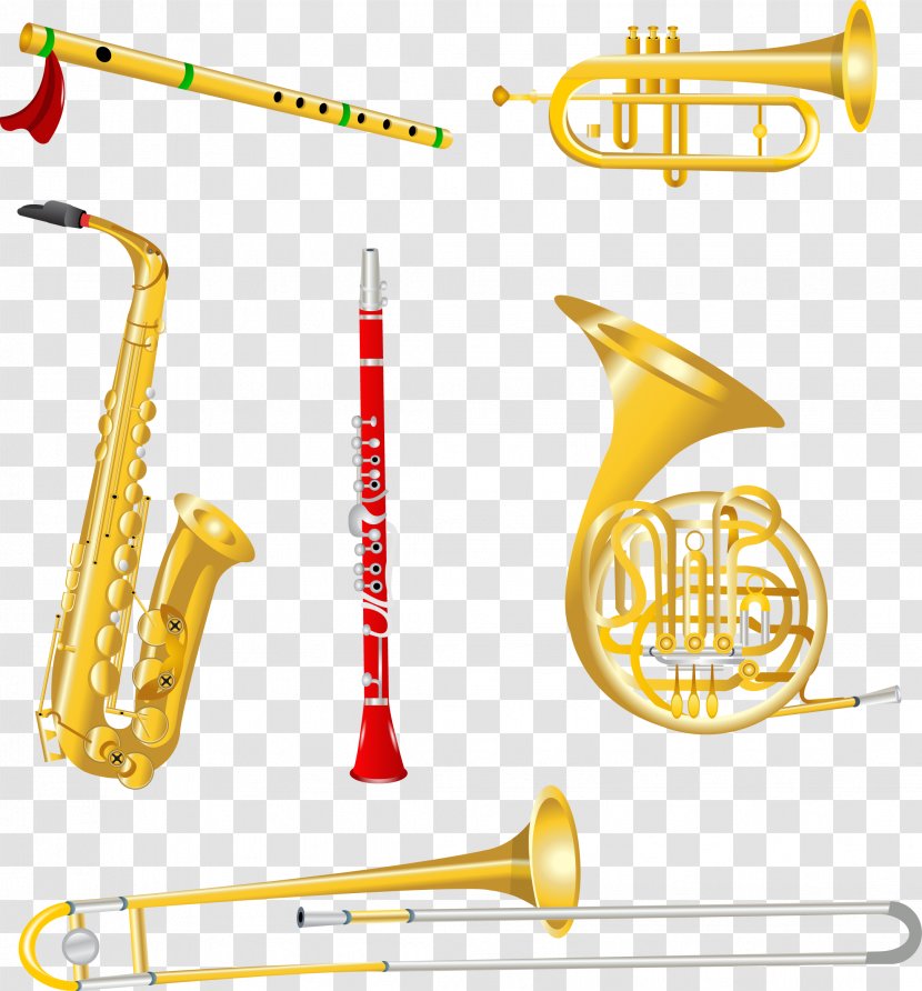 Brass Instruments Musical Wind Instrument Trombone - Cartoon - Saxophone Transparent PNG