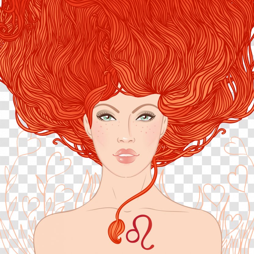Leo Astrological Sign Zodiac Astrology Illustration - Heart - Orange Princess Transparent PNG