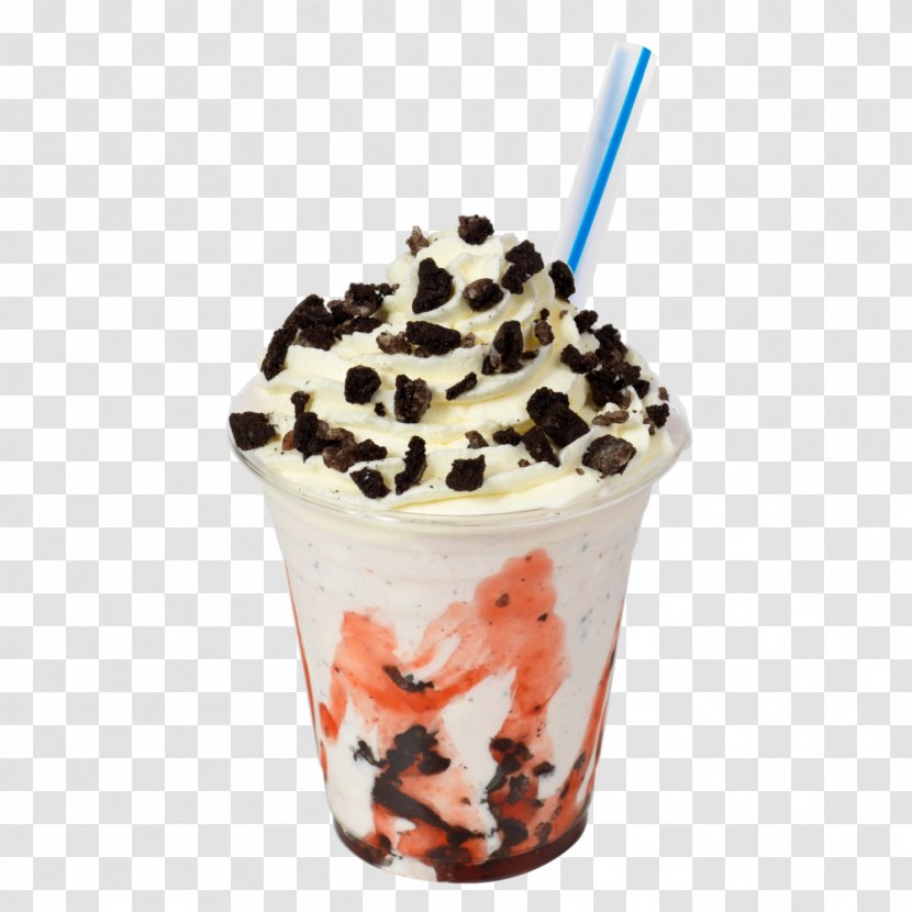 Sundae Ice Cream Milkshake Strawberry Soft Serve - Fast Food - Milk And Cookies Transparent PNG