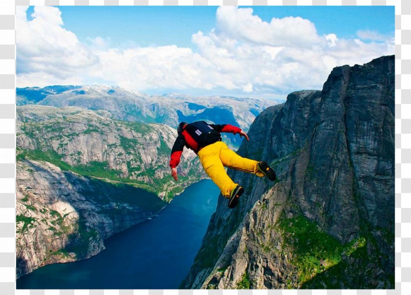 Extreme Sport Wingsuit Flying Kjerag BASE Jumping - Felix Baumgartner - Lysefjord Transparent PNG