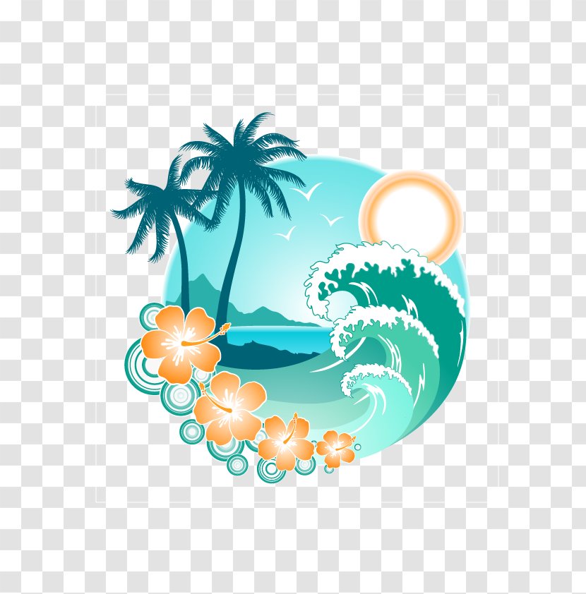 Coconut Tree - Illustration - Turquoise Transparent PNG