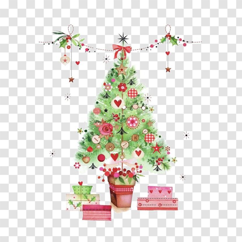 Christmas Tree Watercolor Painting Designer Transparent PNG