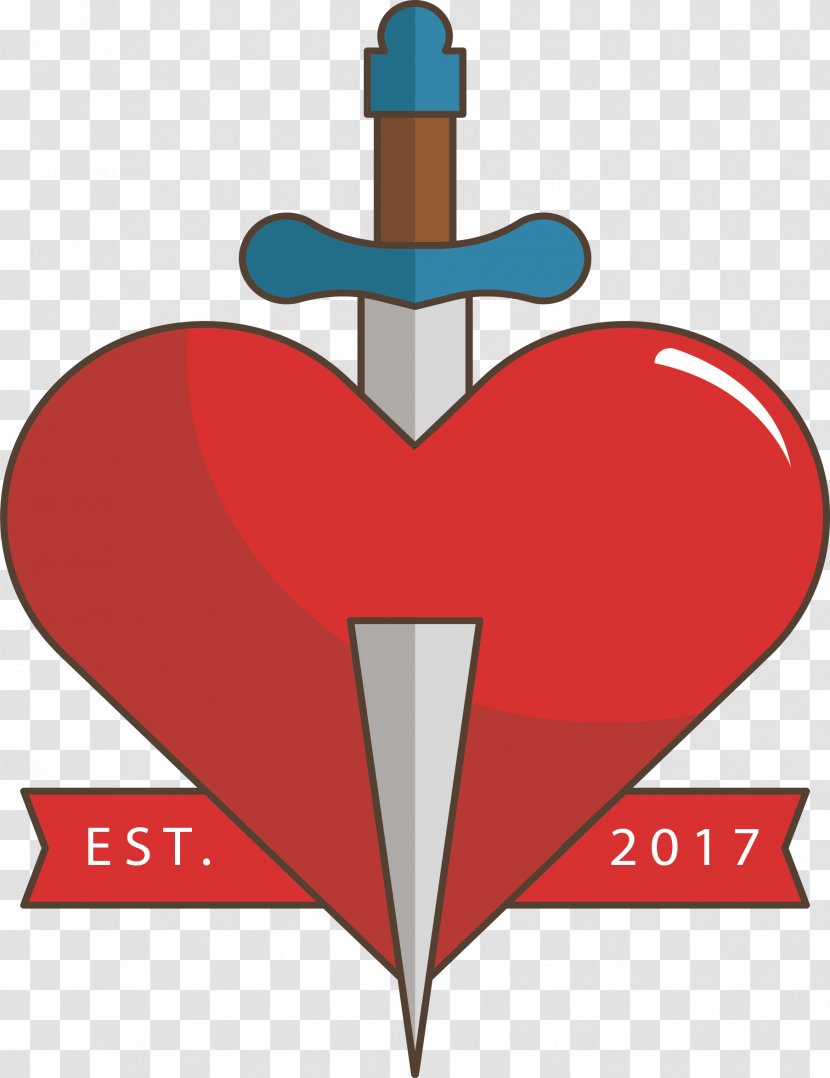 Sword Cartoon Clip Art - Silhouette - Inserted Into The Of Love Transparent PNG