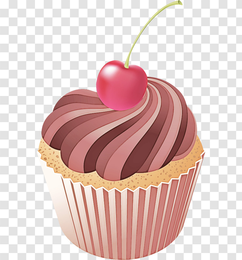 Cupcake Baking Cup Food Pink Icing Transparent PNG