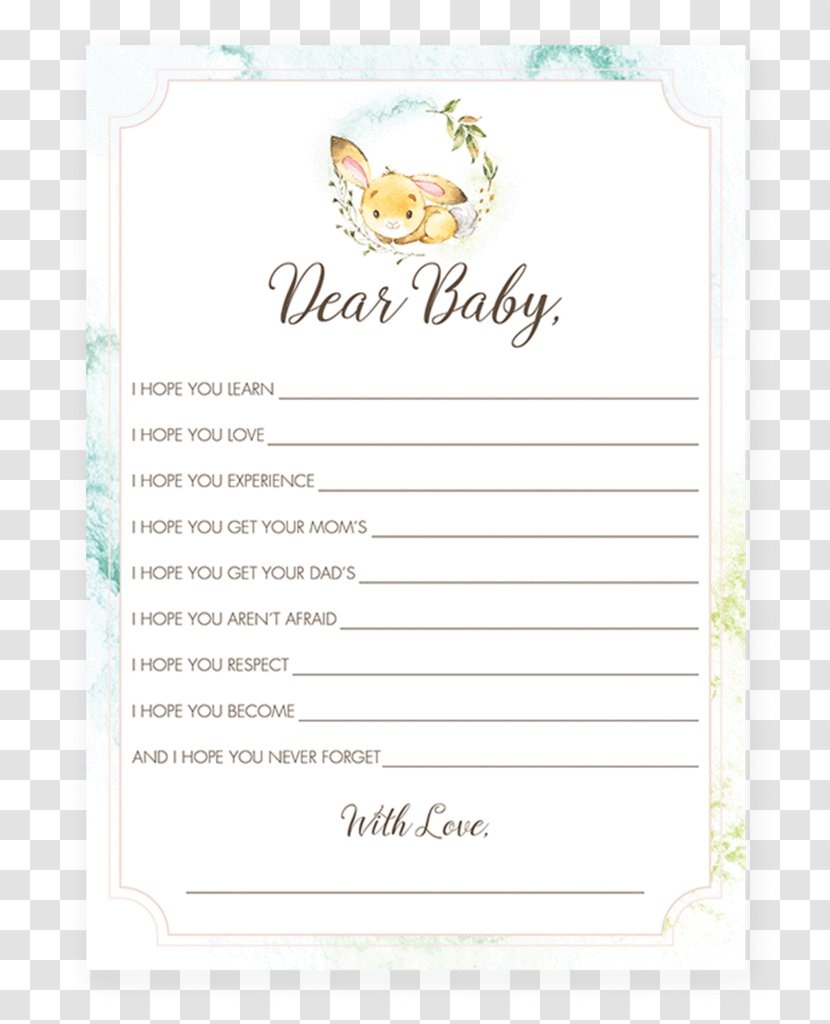 Paper Baby Shower Game Infant Mother - Yellow - Bunny Watercolor Transparent PNG