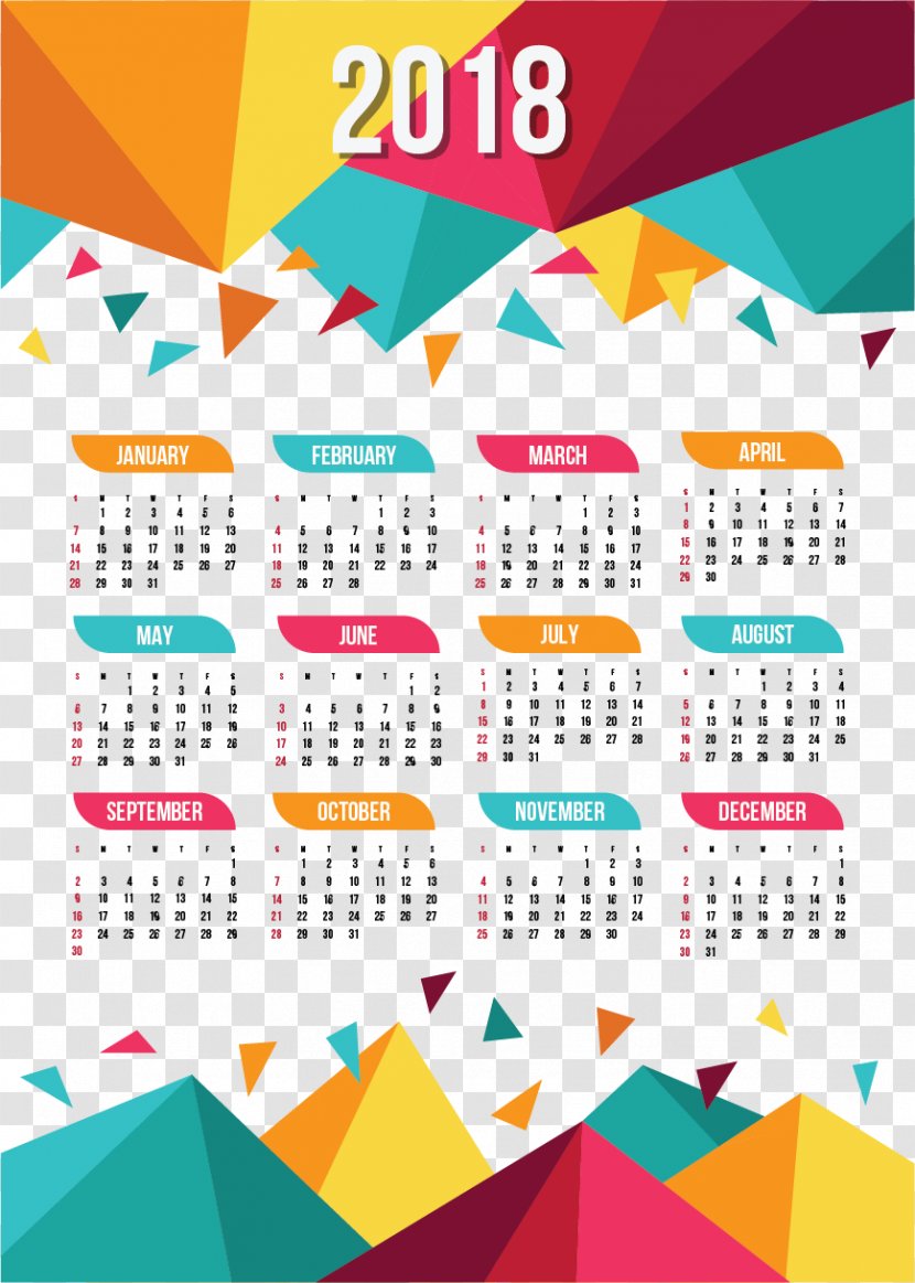 Calendar New Year - Page Layout - Templates 2018 Transparent PNG