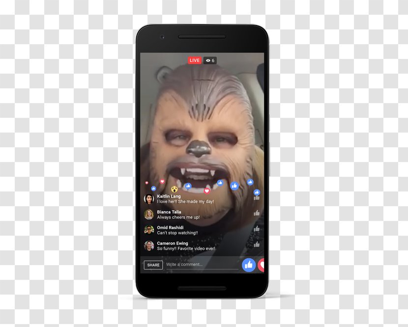 Smartphone Chewbacca Mask Lady Lenovo K6 Power Facebook - Technology Transparent PNG