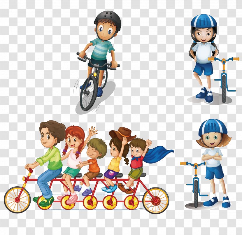 Bicycle Family Cycling Illustration - Stock Photography - The Kids Vector Transparent PNG