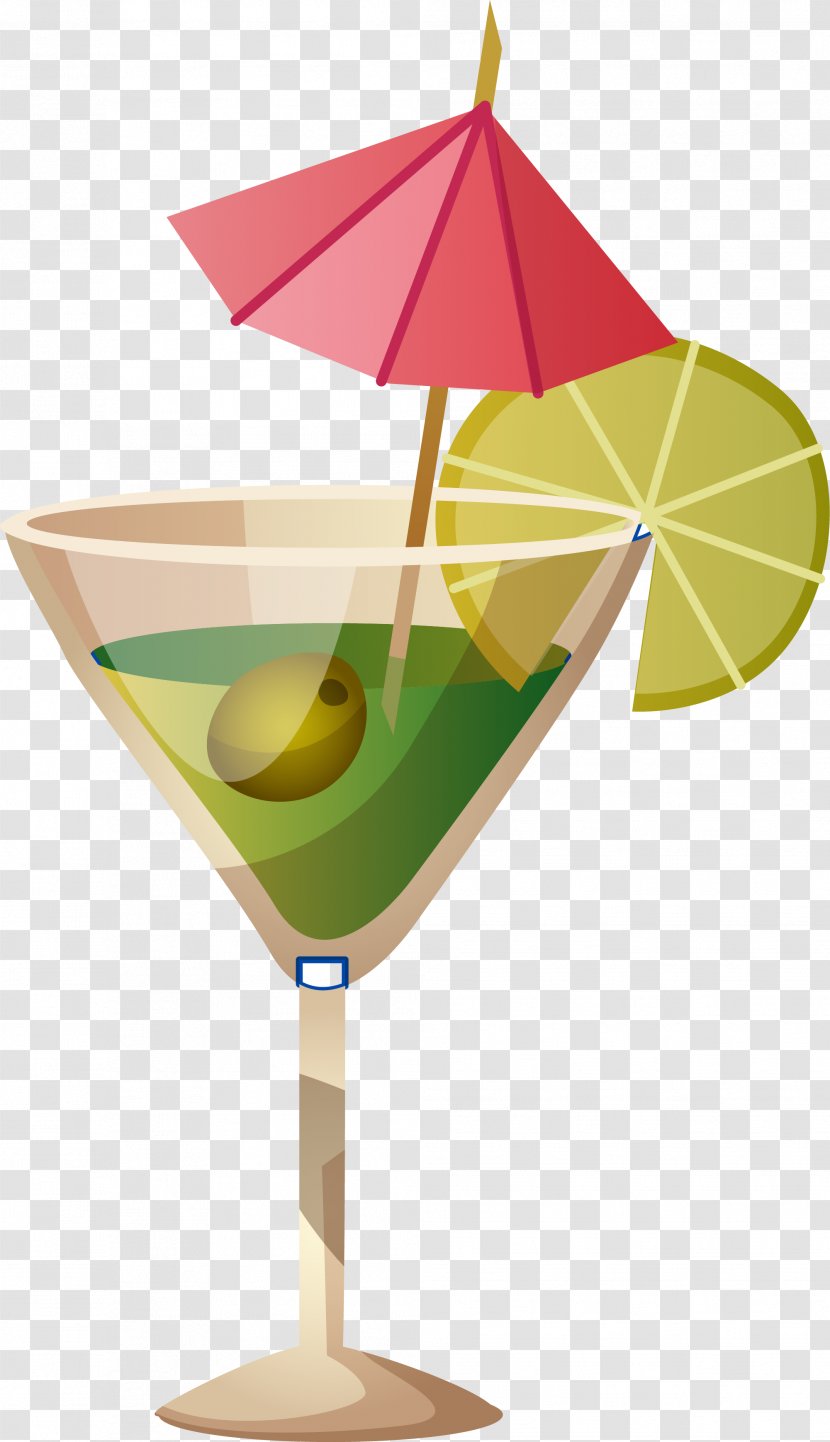 Martini Cocktail Garnish Lemon - Hand Painted Clear Cup Transparent PNG