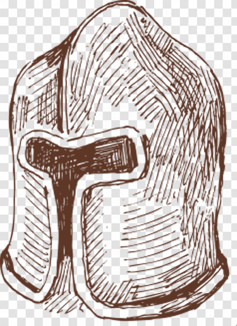 Helmet Drawing - Monochrome - Warrior Transparent PNG
