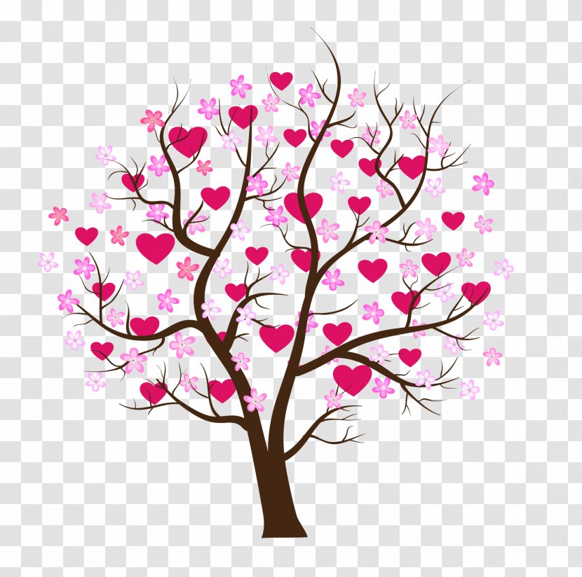 Tree Heart Clip Art - Floristry - Cherry Blossom Transparent PNG
