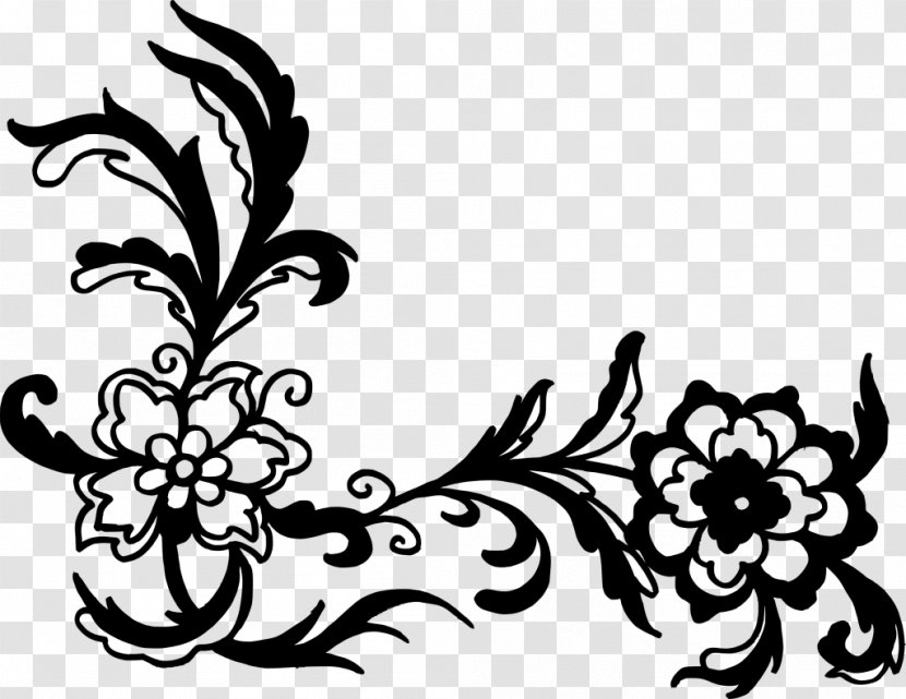 Floral Design Art Black And White Clip - Flowering Plant - Wall Pattern Transparent PNG