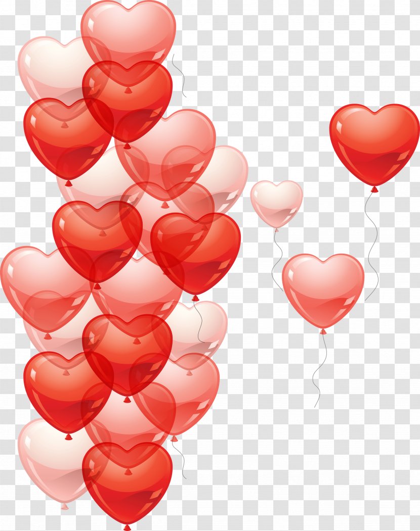 Balloon Heart Clip Art - Red - Gold Transparent PNG