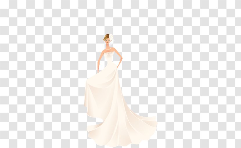 Wedding Dress Beauty Shoulder Satin Bride - Cartoon - Vector Elements Transparent PNG