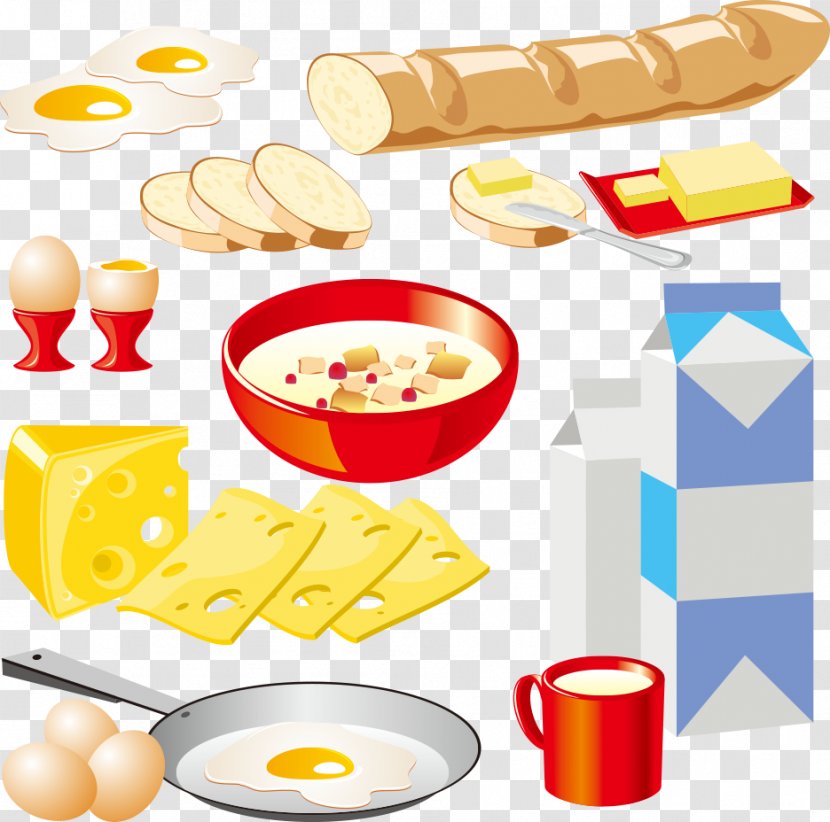 Breakfast Muesli Egg Bread - Dish - Vector Cartoon Transparent PNG