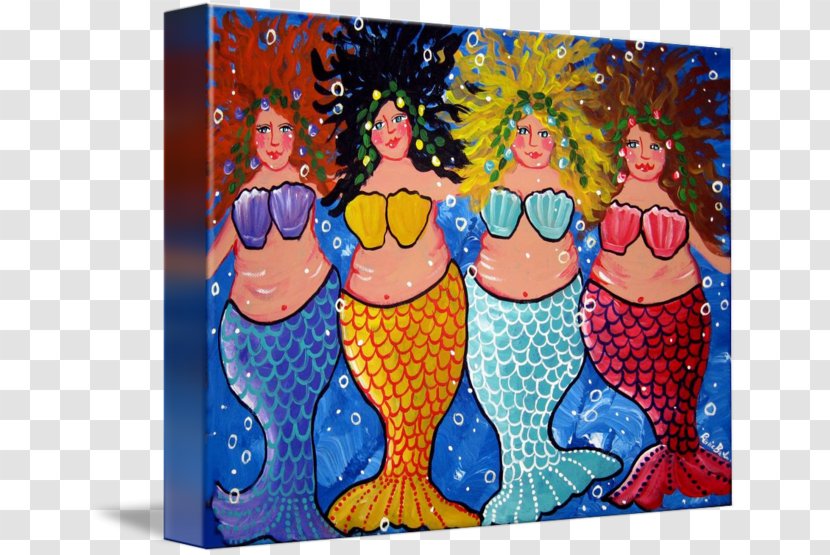 Mermaid Artist Painting Canvas Print Transparent PNG