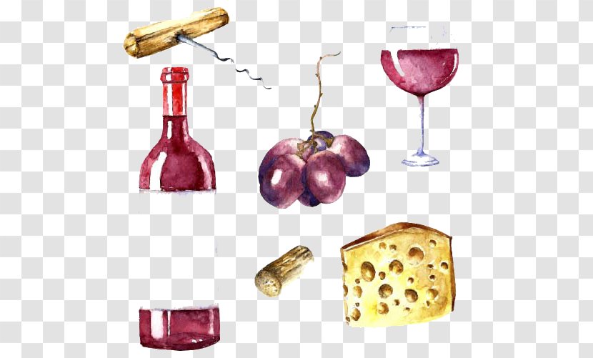 Red Wine Common Grape Vine - Royaltyfree - Cheese And Grapes Transparent PNG