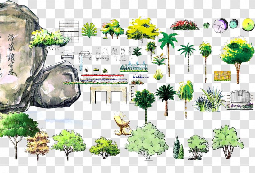 Landscape Drawing Architecture Computer-aided Design Painting - Tree Poster Transparent PNG
