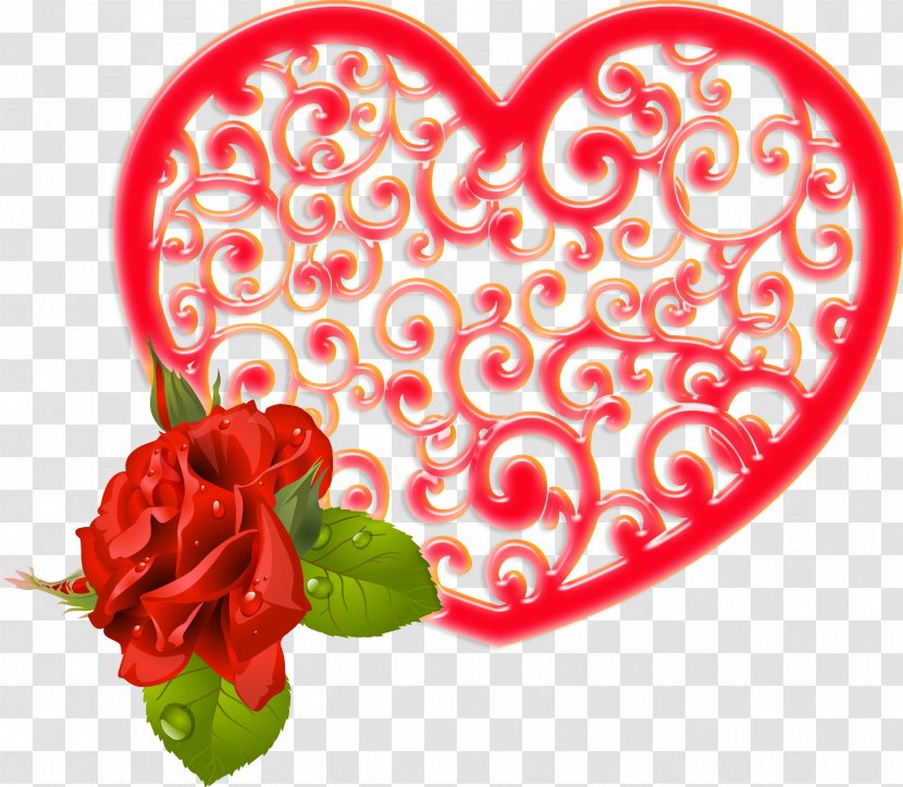 Valentine's Day Garden Roses Heart - Floral Design Transparent PNG