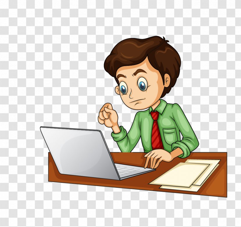 Laptop Drawing Illustration - Communication - Business Man Transparent PNG