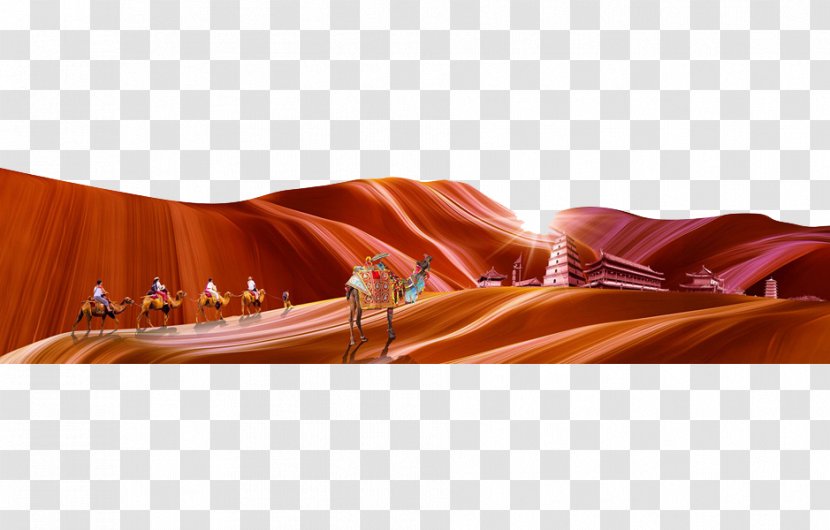 One Belt Road Initiative Camel Silk - Pptx - Hand Painted Desert Transparent PNG