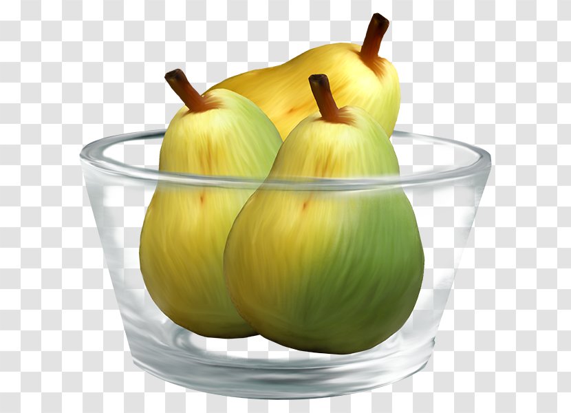 Fruit Salad Auglis Clip Art - Apple - Three Pears Glass Bowl Transparent PNG