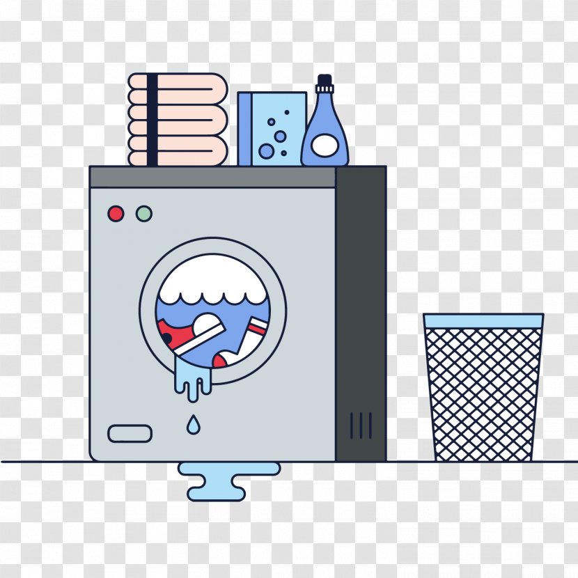 Laundry Symbol Towel Washing Machine Cleanliness - Technology - Vector Cartoon Transparent PNG