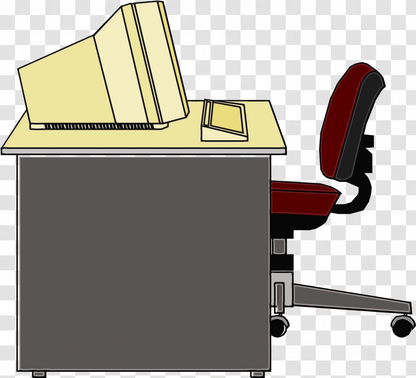 Watercolor Cartoon - Desktop Computers - Office Chair Transparent PNG
