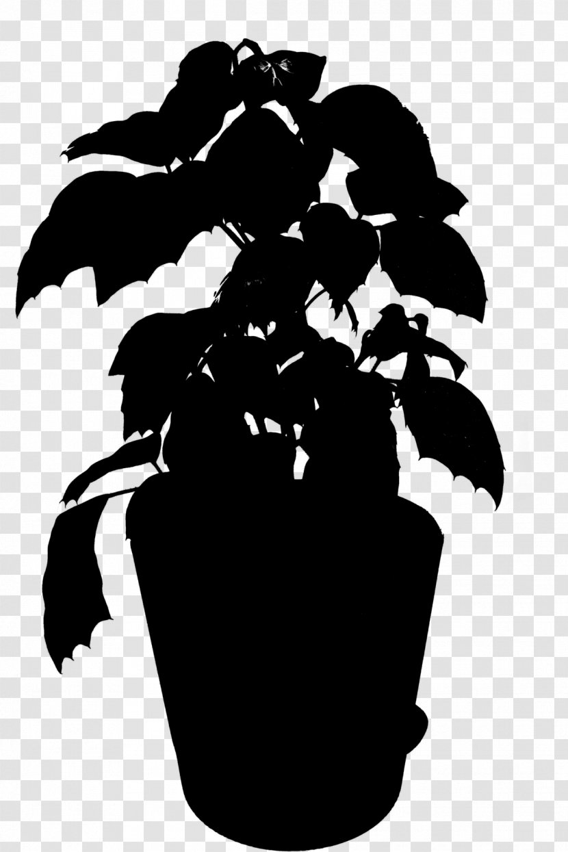 Leaf Flowering Plant Silhouette Tree - Blackandwhite Transparent PNG