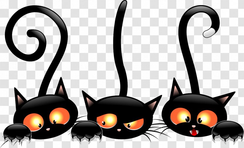Black Cat Kitten Halloween Clip Art - Small To Medium Sized Cats Transparent PNG