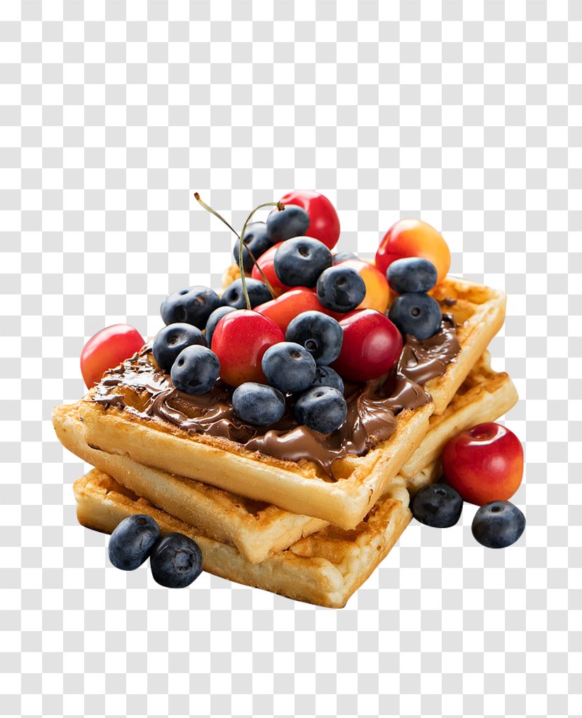 Belgian Waffle Pancake Crxc3xaape Chocolate - Breakfast - Blueberry Cherry Waffles Transparent PNG
