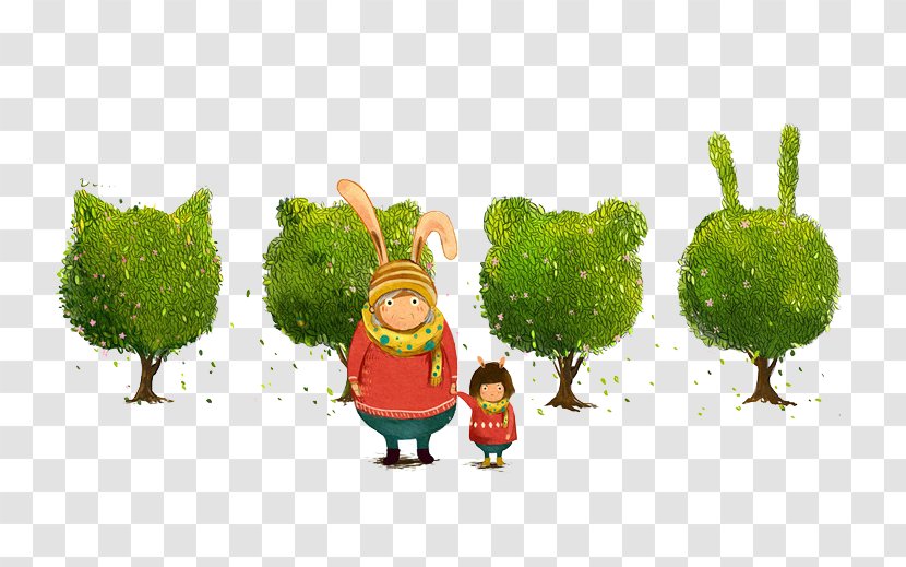 Cartoon Illustration - Vegetable - Rabbit And Children Transparent PNG