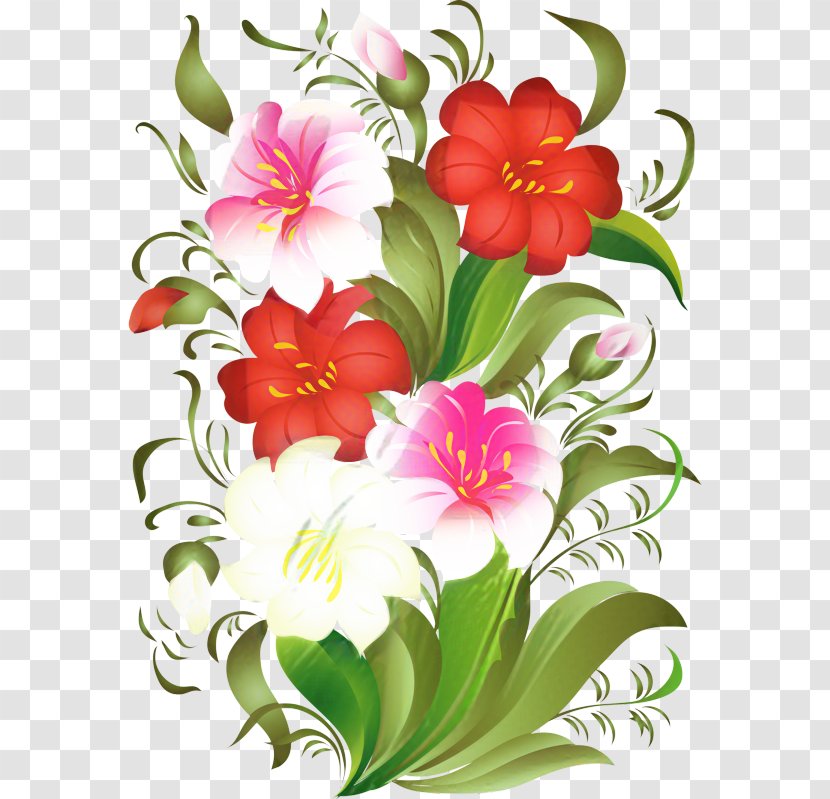 Watercolor Flower Background - Painting - Stargazer Lily Cut Flowers Transparent PNG