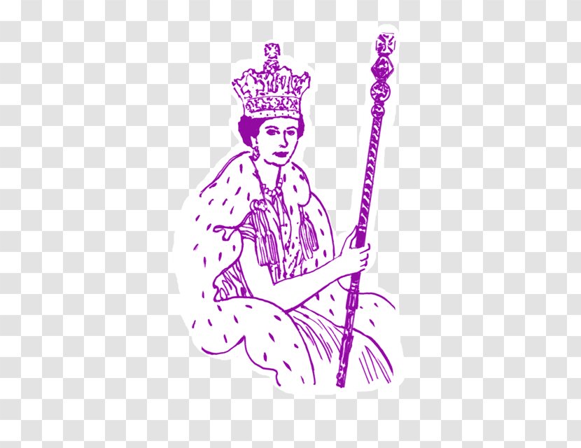 Elizabeth II Sceptre The Queen Drawing Clip Art - King - Black And White Transparent PNG