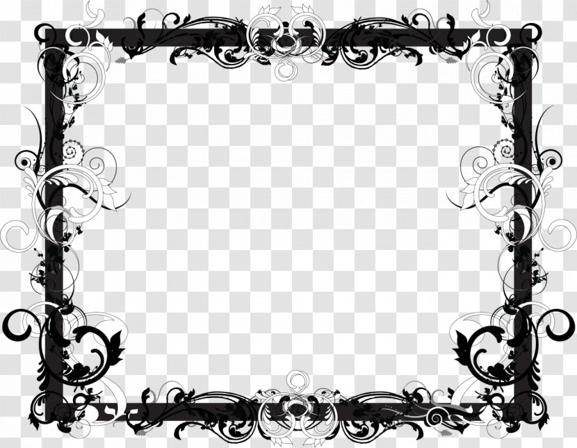 Picture Frames Black And White Floral Design - Frame Transparent PNG