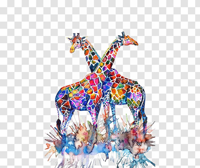 Giraffe Watercolor Painting Illustration Transparent PNG