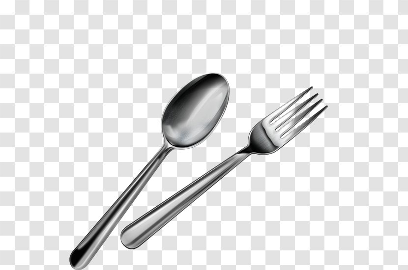Fork Knife Spoon Tableware - Black And White Transparent PNG