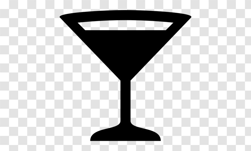 Martini Cocktail Fizzy Drinks Wine Glass - Black And White - Vector Transparent PNG