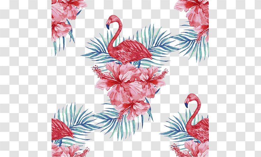 Flamingo Stock Illustration Wallpaper - Floral Design Transparent PNG