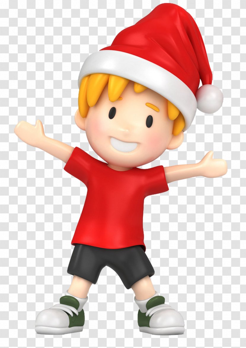 Boy Child Clip Art - Mascot - Wearing A Christmas Hat Transparent PNG
