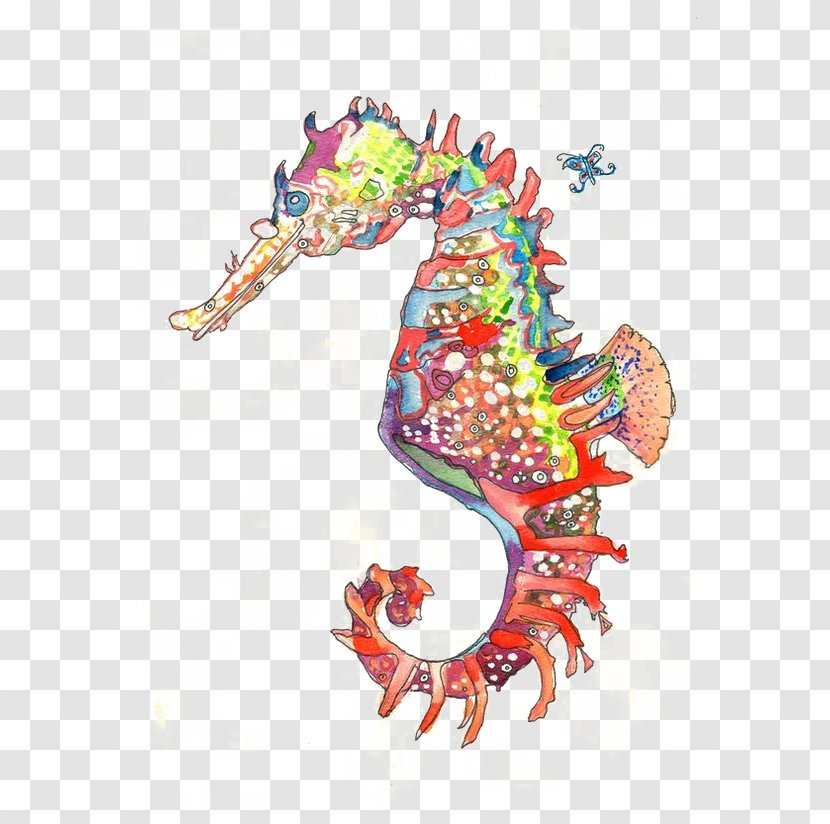 Seahorse Hippopotamus Printmaking Watercolor Painting - Art - Hippo Transparent PNG