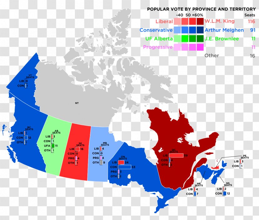 Canada Vector Map Canadian Federal Election, 1958 Transparent PNG
